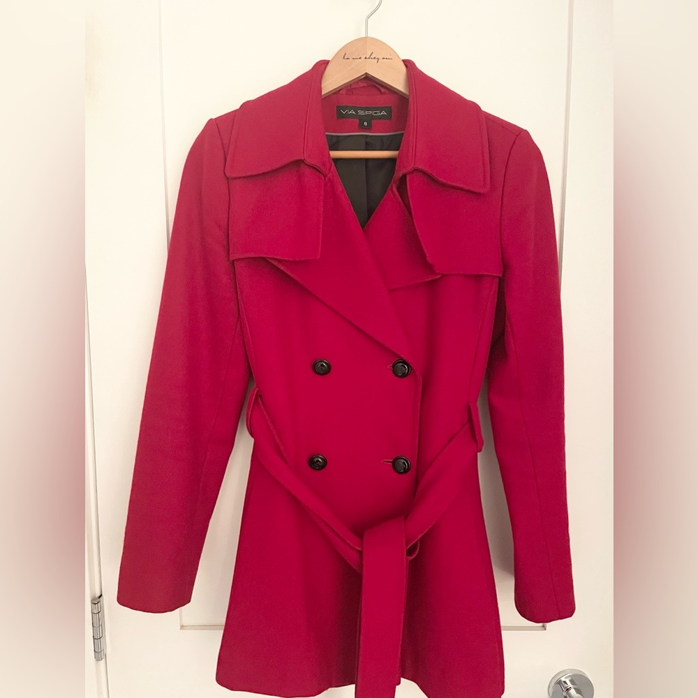 Stunning Red Pea Coat. Via Spiga. Perfect condition. Size 8.